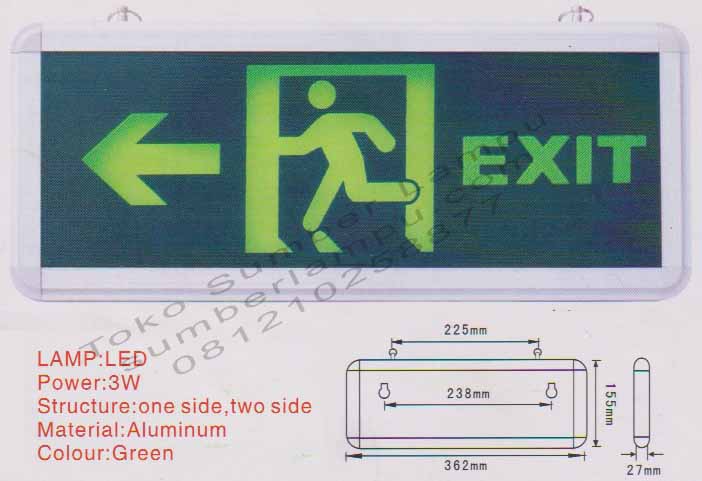 lampu emergency LED EXIT orang lari