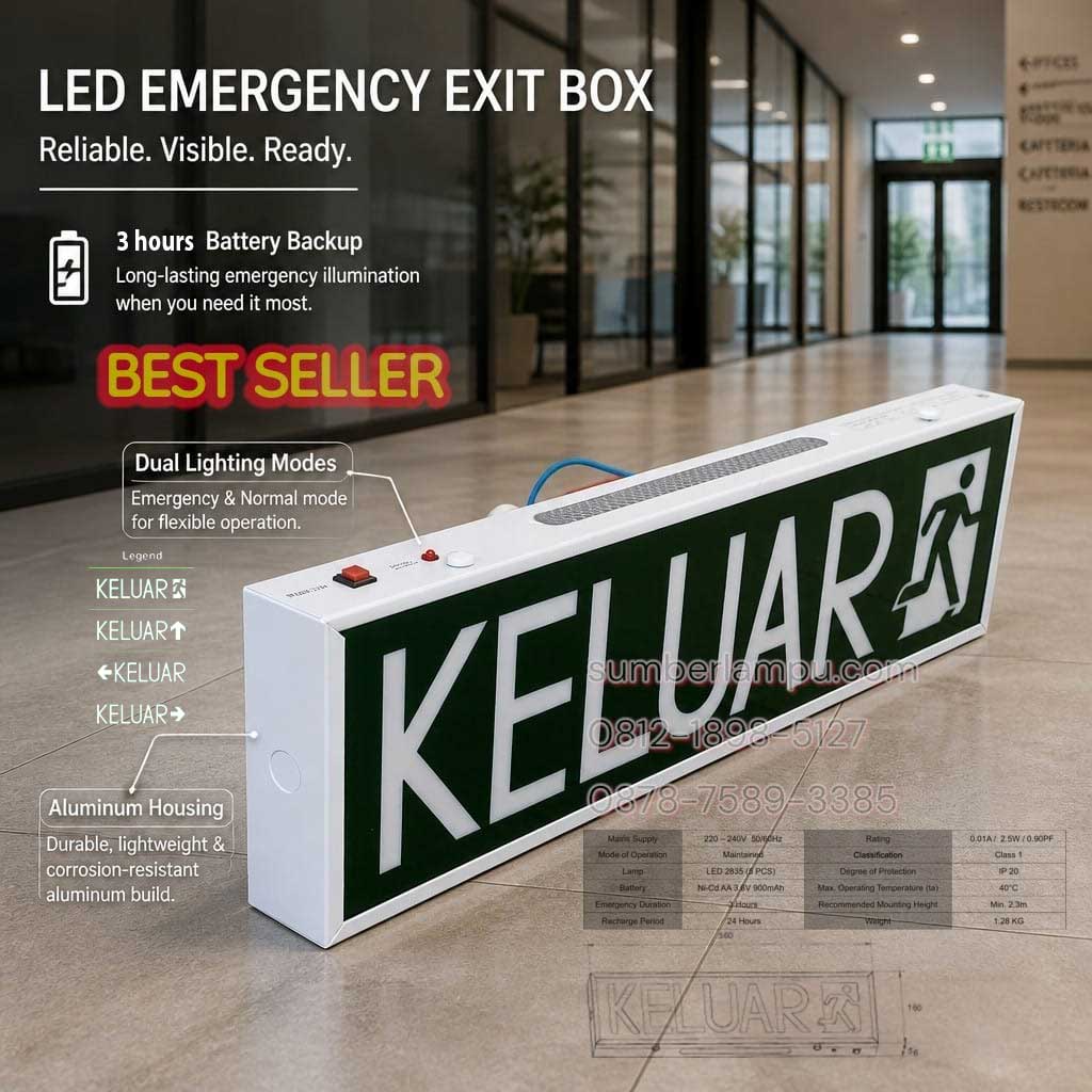 lampu emergency keluar wall mounted