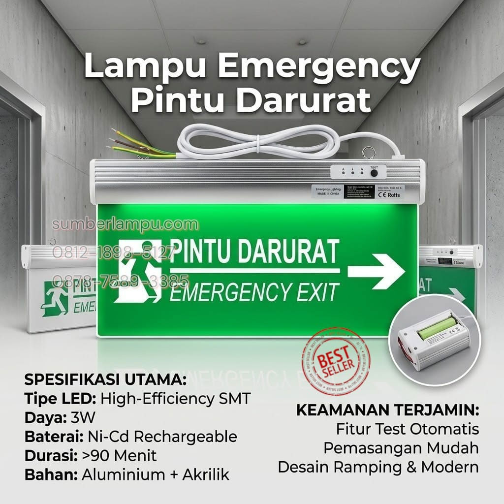 lampu emergency pintu darurat led 3w