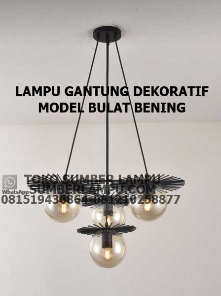 lampu gantung dekoratif bulat bening