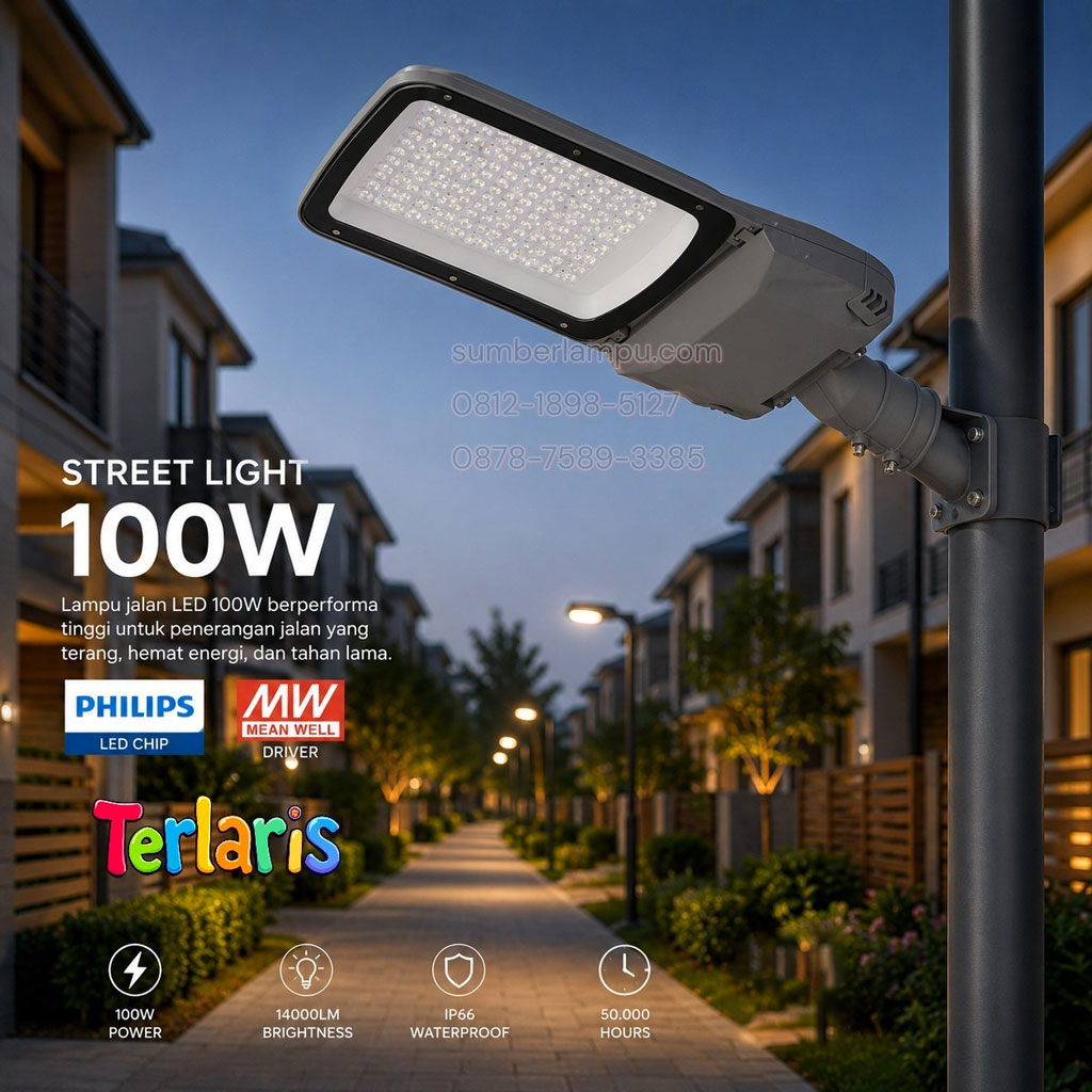 lampu jalan lumileds 100w philips mean well
