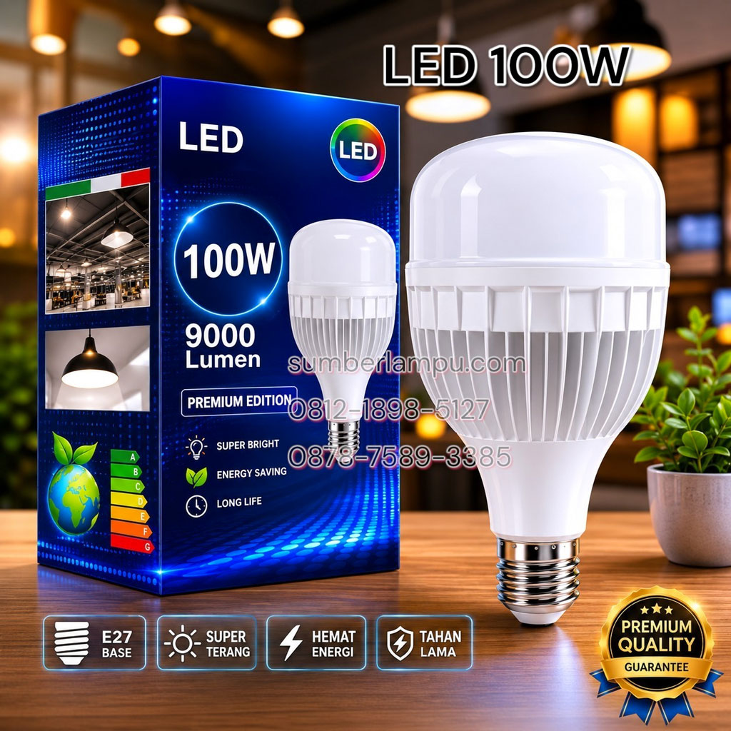lampu led bulb 100w e27 6500k