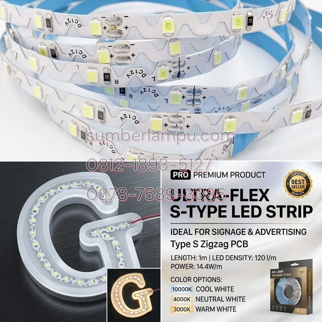 lampu led papan nama reklame 5m 12v